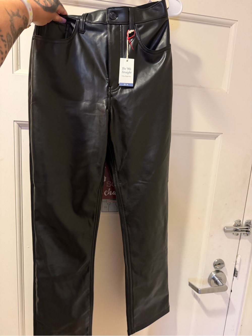 Abercrombie & Fitch Black Faux Leather Straight Pants